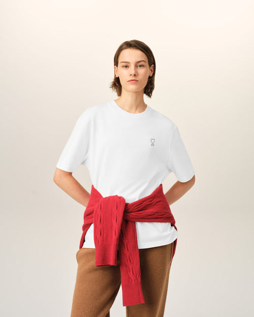Camiseta blanca de algodón con estampado "Place des Victoires" - Mujer - 9 - AMI Paris - Ami Paris